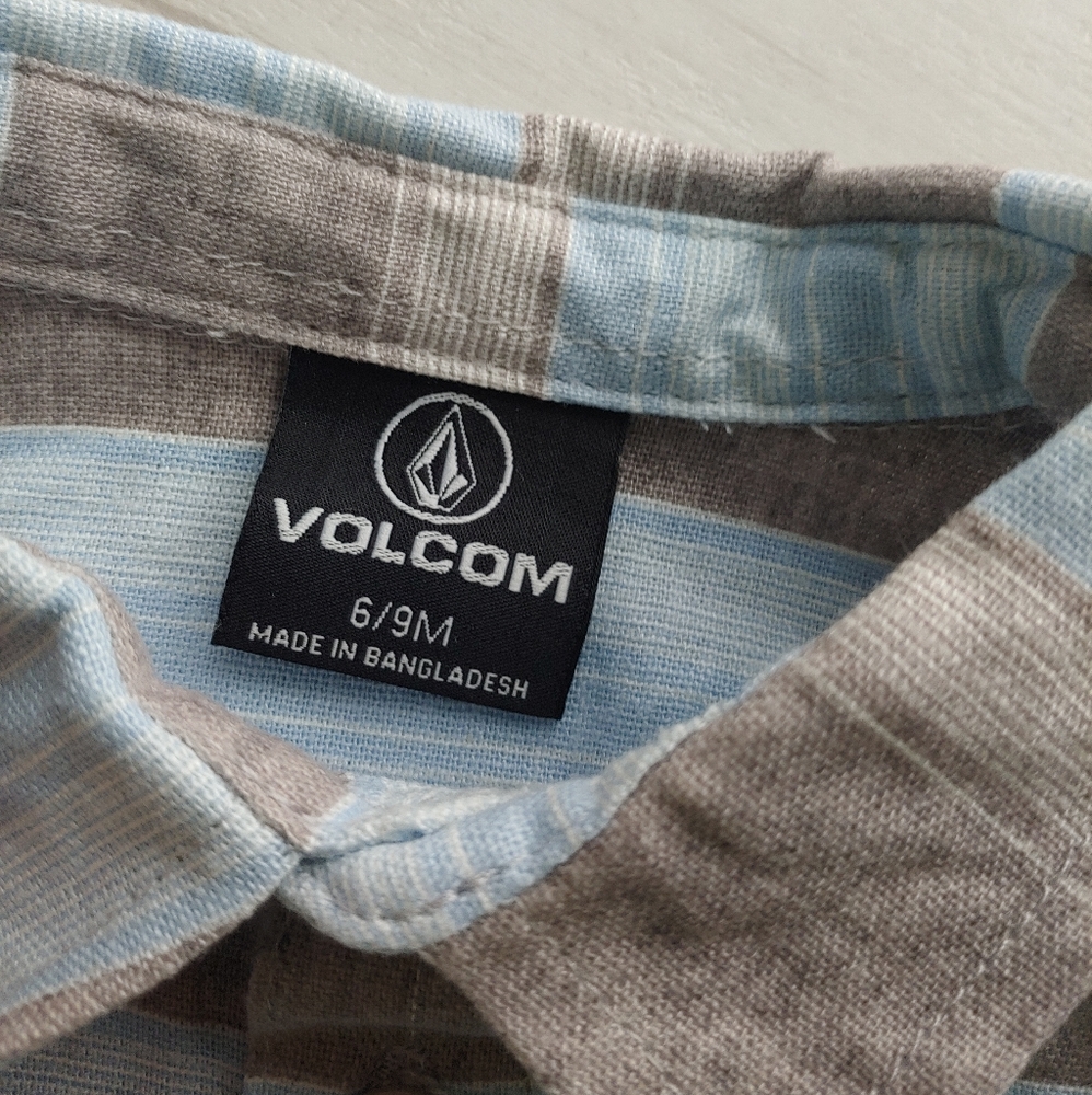 Volcom Blue and Gray Striped baby romper - Picture 7 of 9